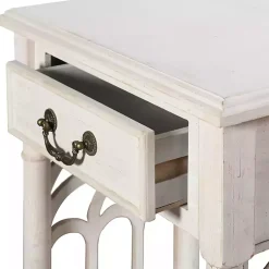 Kirklands Home 1-Drawer Cathedral Sides Accent Table White Hot