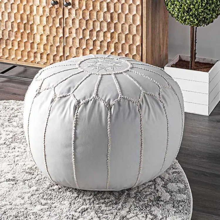 Poufs & Floor Cushions>Kirklands Home Faux Leather Pouf White