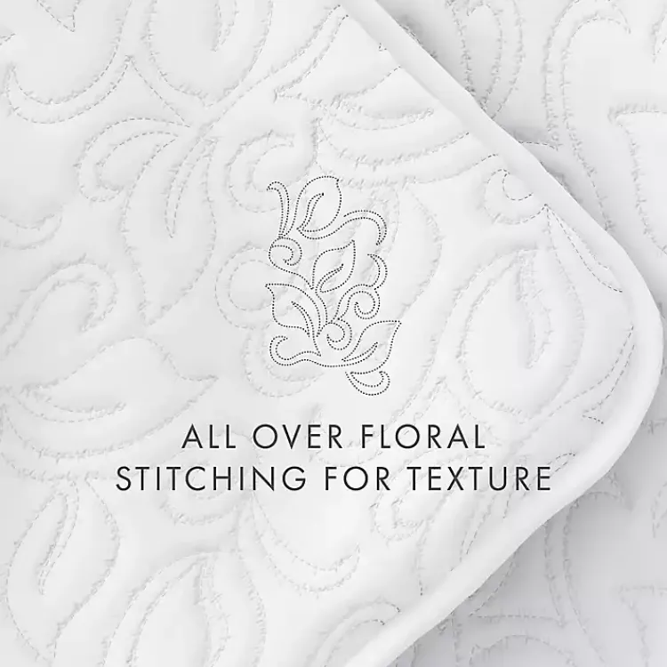 Kirklands Home Floral Stitch 3-pc. Queen Quilt Set White Outlet
