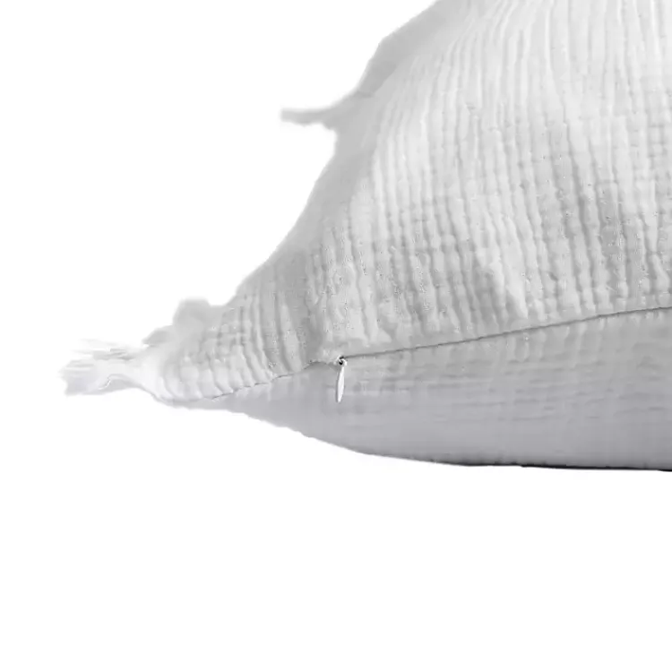 Pillows>Kirklands Home Gauze Organic Fringe Throw Pillow White