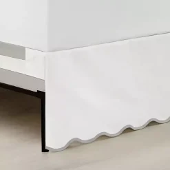 Kirklands Home White Scalloped Coastal King Bed Skirt Gray