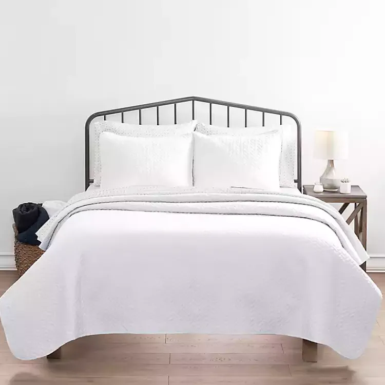 Kirklands Home Herringbone Quilted 3-pc. Queen Coverlet Set White Online