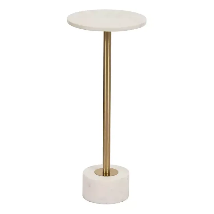 Kirklands Home Marble & Gold Metal Round Cocktail Table White Sale