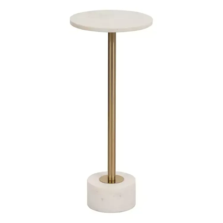 Kirklands Home Marble & Gold Metal Round Cocktail Table White Sale