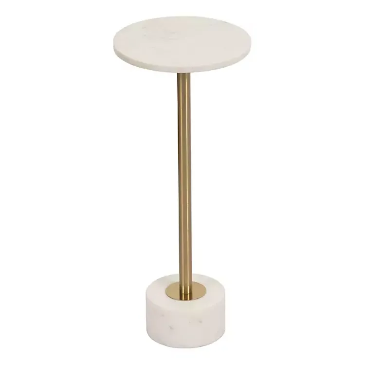 Kirklands Home Marble & Gold Metal Round Cocktail Table White Sale