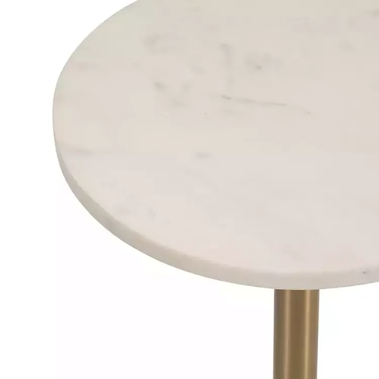 Kirklands Home Marble & Gold Metal Round Cocktail Table White Sale
