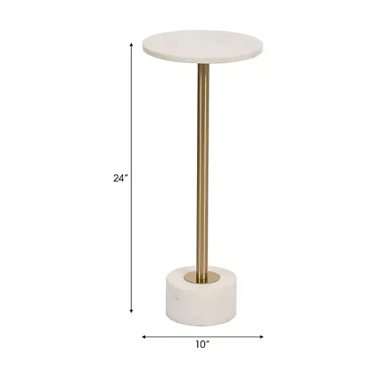 Kirklands Home Marble & Gold Metal Round Cocktail Table White Sale