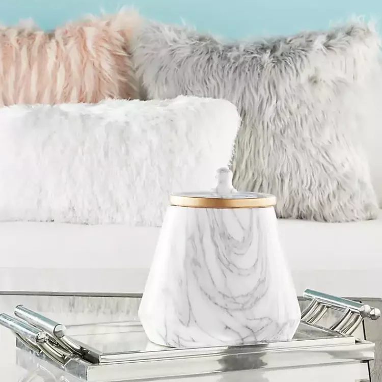 Decorative Bowls & Jars>Kirklands Home White Marble Oval Jar