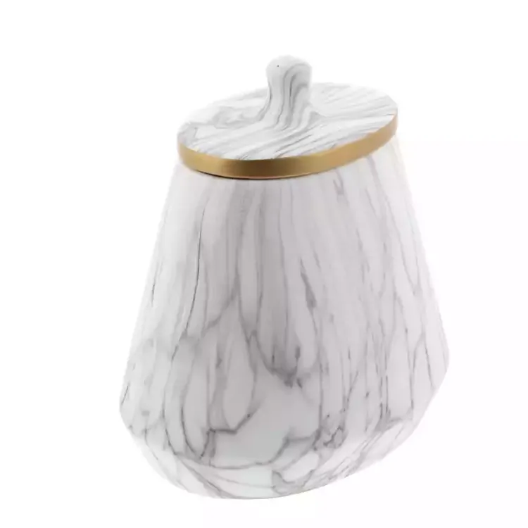 Decorative Bowls & Jars>Kirklands Home White Marble Oval Jar