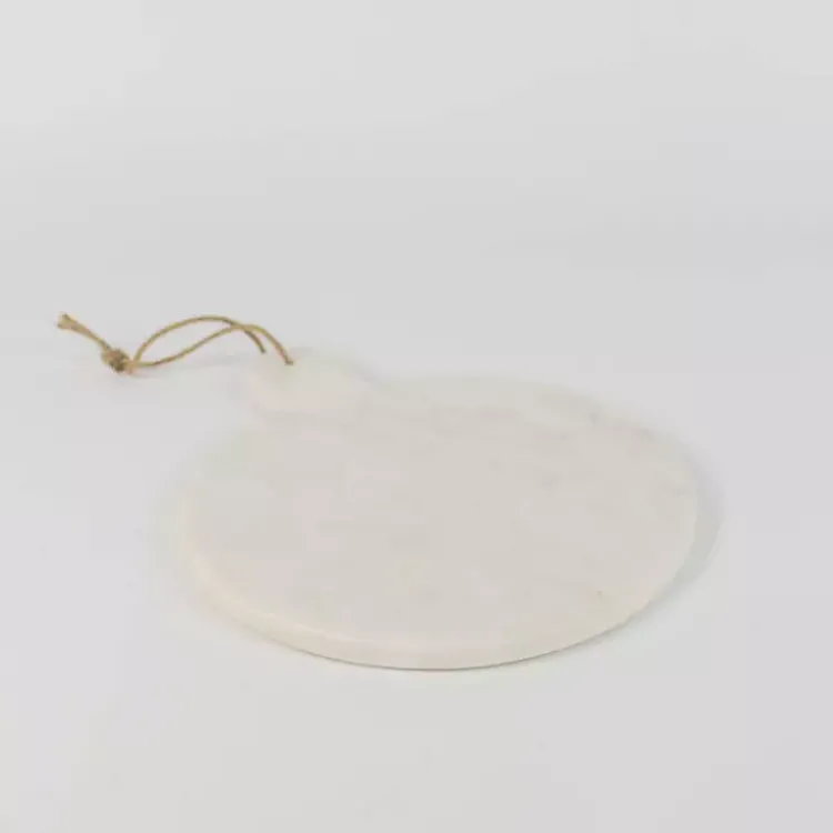 Kirklands Home Marble Round Cutting Board with Jute Hanger White New