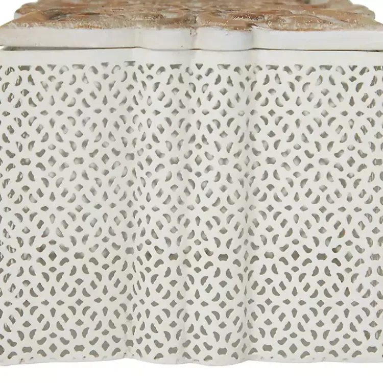 Baskets & Boxes>Kirklands Home White Metal and Carved Wood Boxes, Set of 3