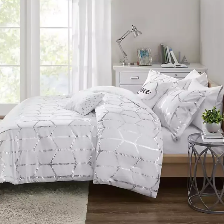 Kirklands Home White Metallic 4-pc. Twin/Twin XL Comforter Set Clearance