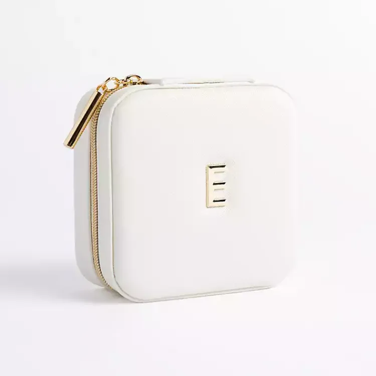 Monogram Seasonal Decor>Kirklands Home Monogram E Travel Jewelry Box White