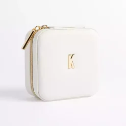Monogram Seasonal Decor>Kirklands Home Monogram K Travel Jewelry Box White