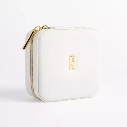Monogram Seasonal Decor>Kirklands Home Monogram R Travel Jewelry Box White