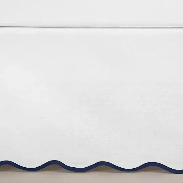 Kirklands Home White Navy Scalloped Coastal Queen Bed Skirt Online