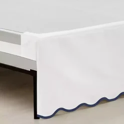 Kirklands Home White Navy Scalloped Coastal King Bed Skirt Outlet