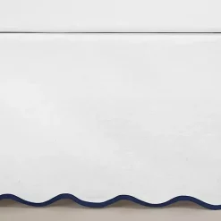 Kirklands Home White Navy Scalloped Coastal King Bed Skirt Outlet