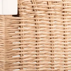 Kirklands Home White Newport Wood and Rattan Bench with Shelf Brown Discount