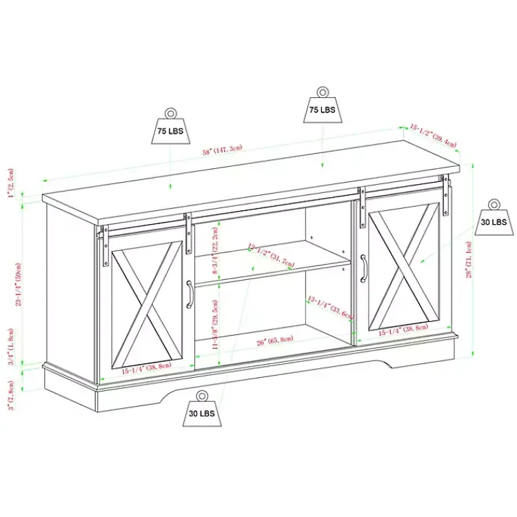 Kirklands Home Oak Sliding Barn Door TV Stand White Hot