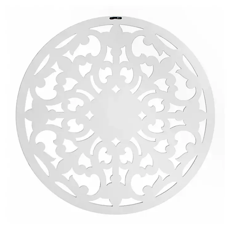 Kirklands Home Round Medallion Wood Plaque White