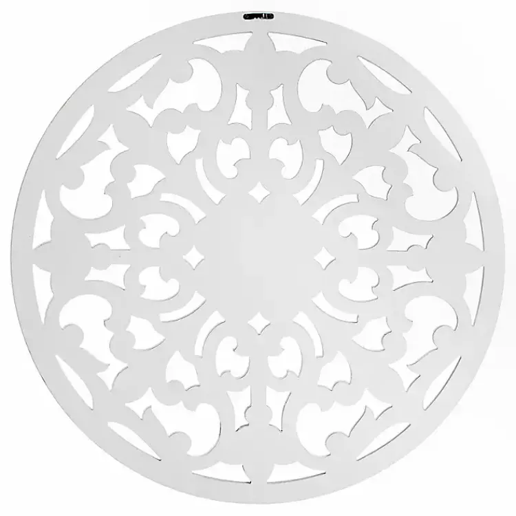 Kirklands Home Round Medallion Wood Plaque White