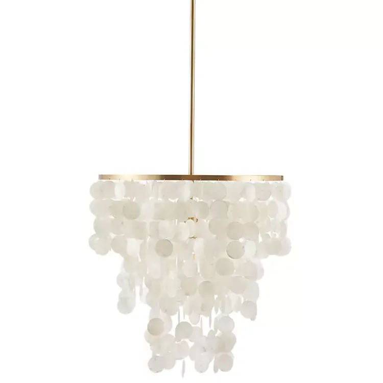 Kirklands Home Shell and Gold Metal Layered Chandelier White Clearance