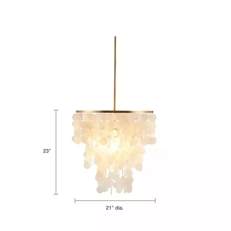Kirklands Home Shell and Gold Metal Layered Chandelier White Clearance