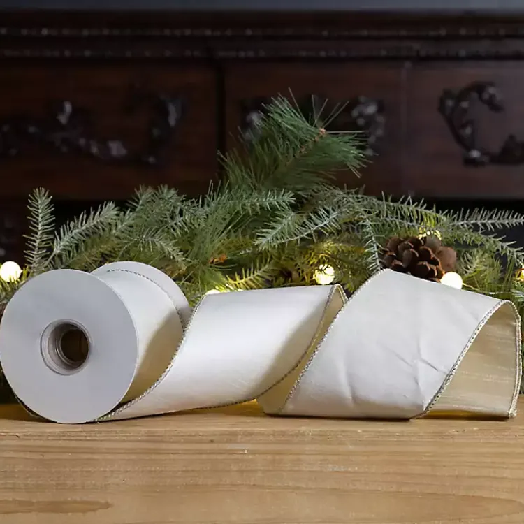 Christmas Decorations>Kirklands Home Shimmer 10 yard Christmas Ribbon White