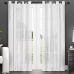 Kirklands Home Stripe Sheer Curtain Panel Set, 108 in. White Hot