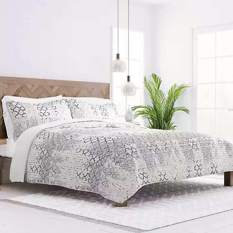 Kirklands Home White Trellis Reversible 3-pc. Queen Quilt Set Discount