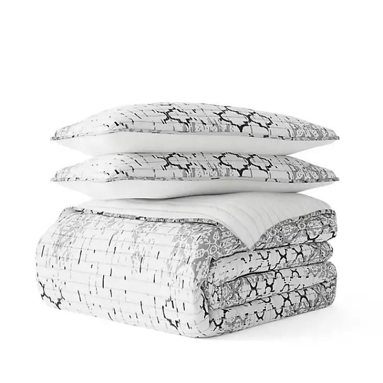 Kirklands Home White Trellis Reversible 3-pc. Queen Quilt Set Discount