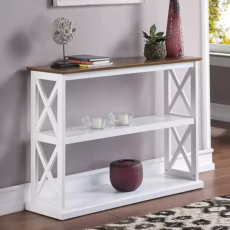 Kirklands Home Two-Tone Double X Sides Console Table White Discount
