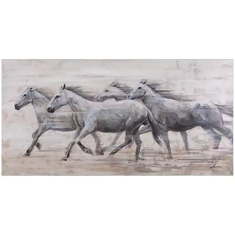 Kirklands Home Wild Horses Canvas Art Print White Best