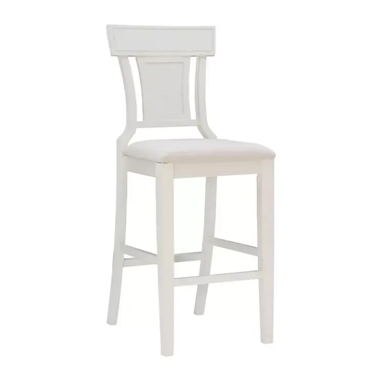 Kirklands Home Wood and Rattan Upholstered Bar Stool White