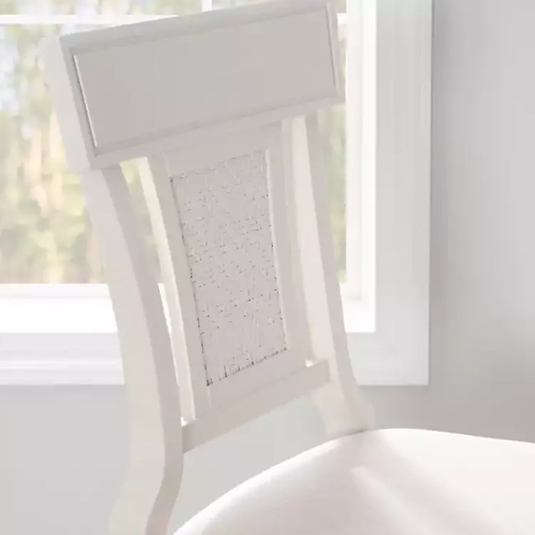 Kirklands Home Wood and Rattan Upholstered Bar Stool White
