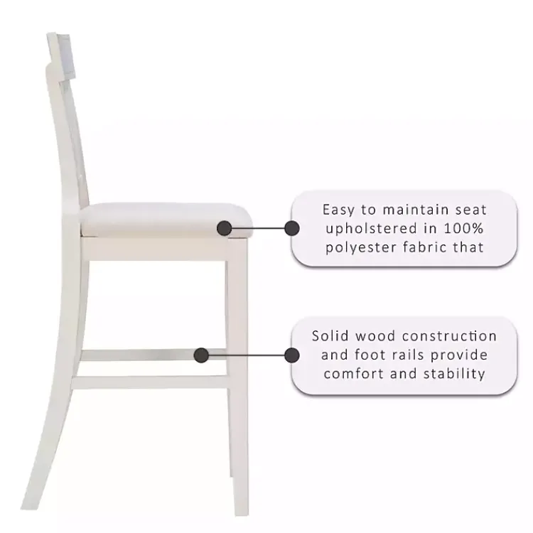 Kirklands Home Wood and Rattan Upholstered Bar Stool White