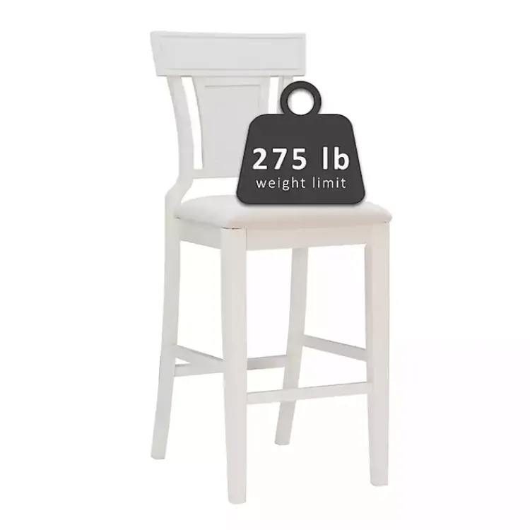 Kirklands Home Wood and Rattan Upholstered Bar Stool White