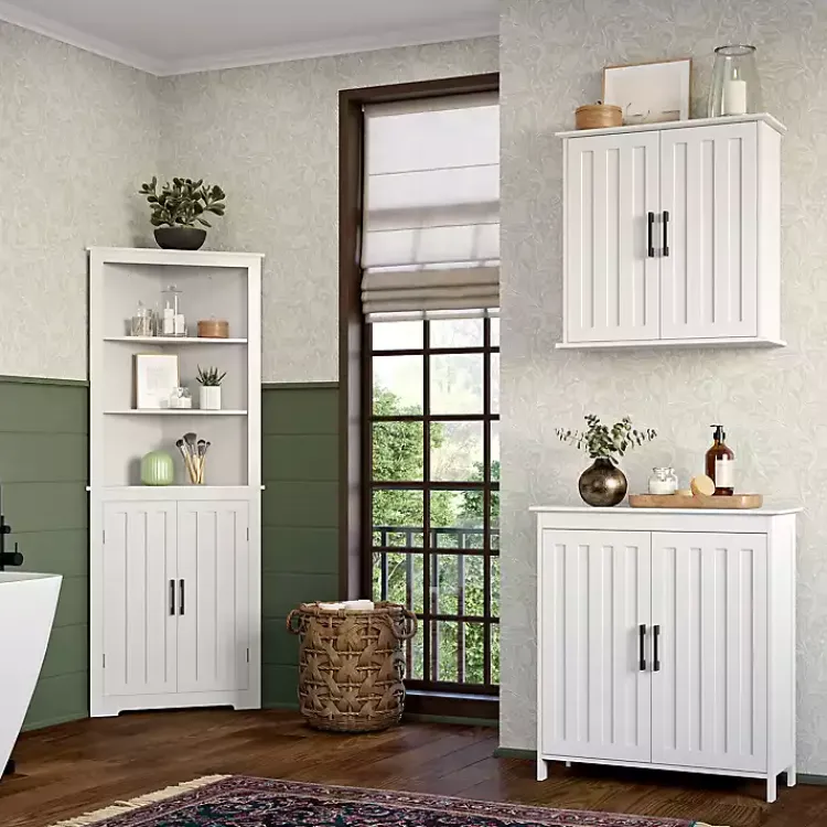 Kirklands Home Wood 2-Door Storage Cabinet White New