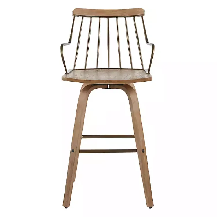 Kirklands Home Whitewash Poplar Wood Swivel Counter Stool Tan Online