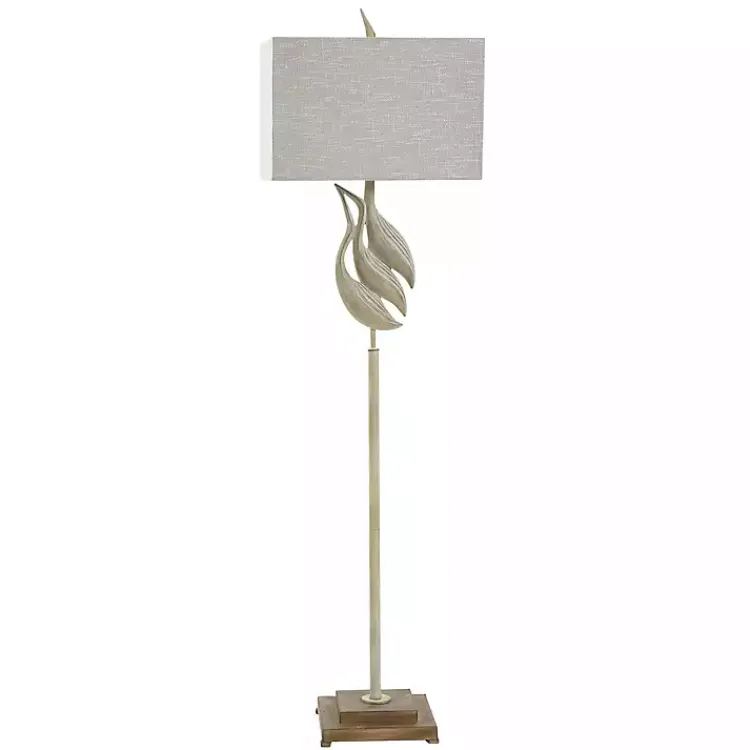 Kirklands Home Whitewashed Carved Egrets Floor Lamp Tan Discount