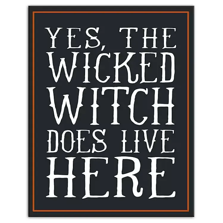 Halloween>Kirklands Home Wicked Witch Lives Here Canvas Art Print Black