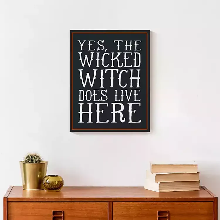 Halloween>Kirklands Home Wicked Witch Lives Here Canvas Art Print Black
