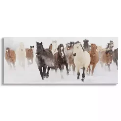 Kirklands Home Wild Winter Horses Canvas Art Print, 48x20 in. New