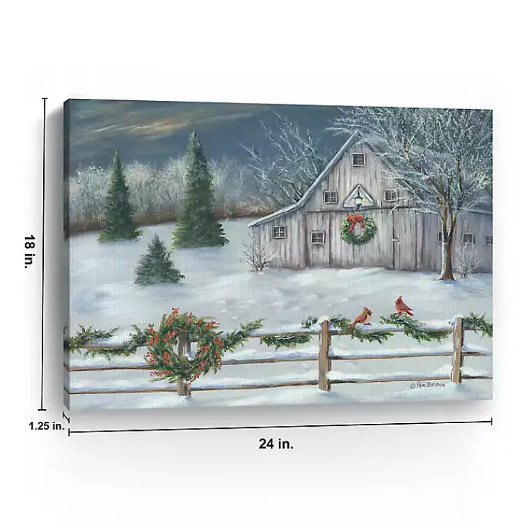 Christmas Art & Wall Decor>Kirklands Home Winter Barn Landscape Canvas Art Print
