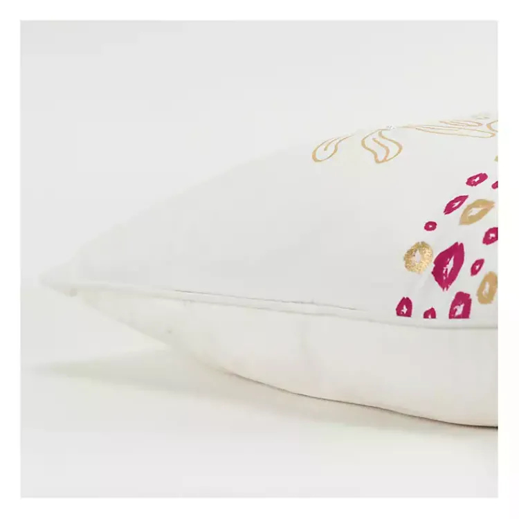 Christmas Pillows>Kirklands Home Wrapped Gift Pink Christmas Throw Pillow White