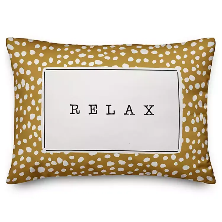 Kirklands Home and White Polka Dot Relax Outdoor Pillow Yellow Online
