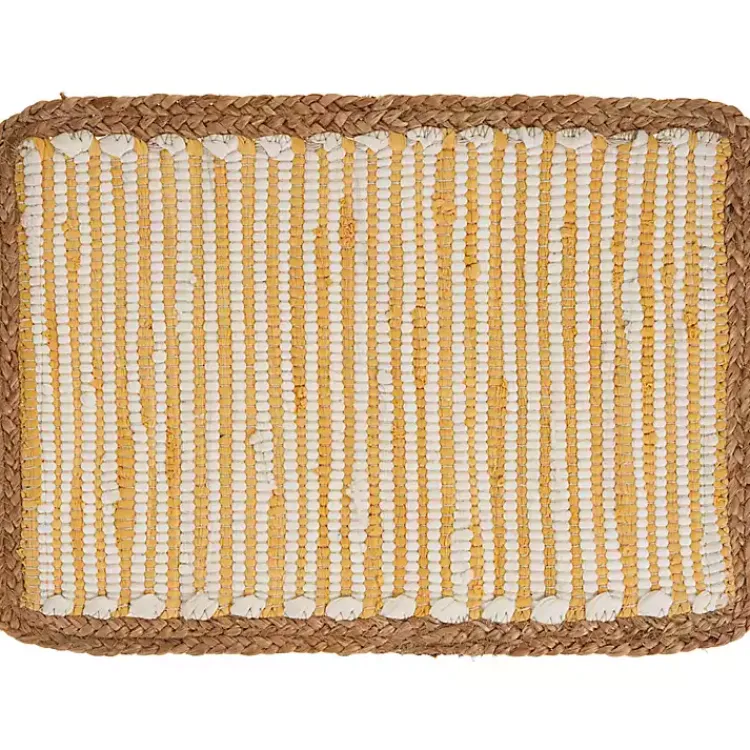 Kirklands Home Yellow and White Striped Placemats, Set of 4 Outlet