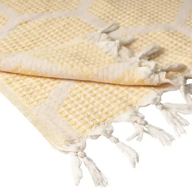 Blankets & Throws>Kirklands Home Honeycomb Cotton Throw Yellow