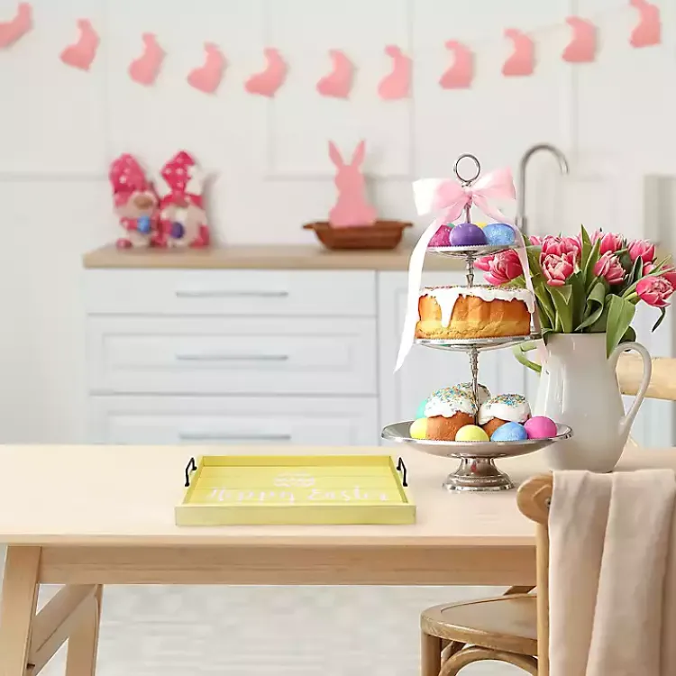 Easter Decorations>Kirklands Home Hoppy Easter Wood Tray Yellow